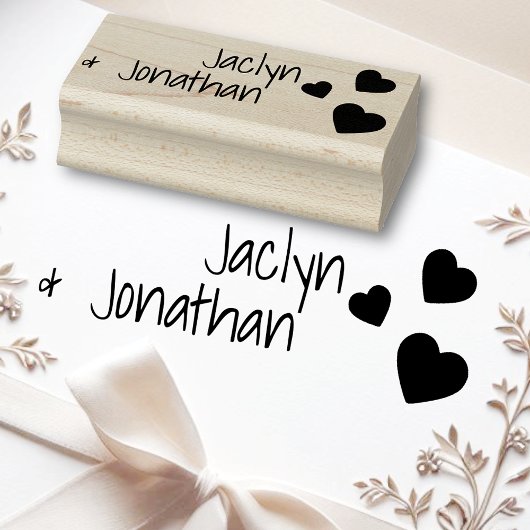 Cute Love Hearts 2 Names Weddenschap Verloving Cus Rubberstempel