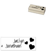 Cute Love Hearts 2 Names Weddenschap Verloving Cus Rubberstempel (Gestempeld)