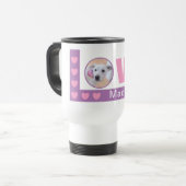 Cute Love Hearts Dog Foto Valentijnsdag Roze Reisbeker (Voorkant links)