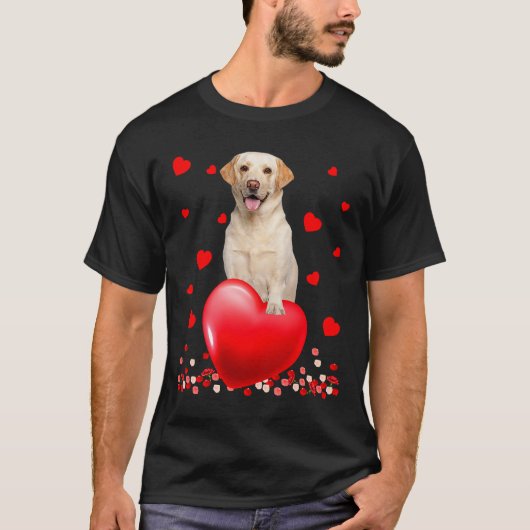 Cute Love Hearts Labrador Dog Valentines Puppy Lov T-shirt (Voorkant)