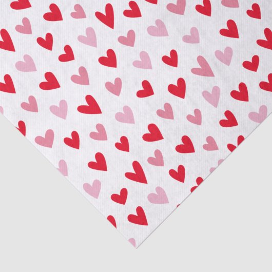 Cute Love Hearts Pink & Red Valentijn Tissuepapier (Detail)