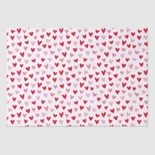 Cute Love Hearts Pink & Red Valentijn Tissuepapier (Voorkant)