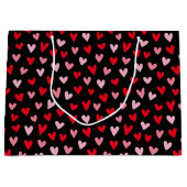 Cute Love Hearts roze Red Black Valentijns Groot Cadeauzakje (Voorkant)