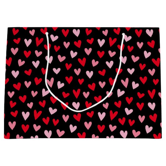 Cute Love Hearts roze Red Black Valentijns Groot Cadeauzakje (Voorkant)