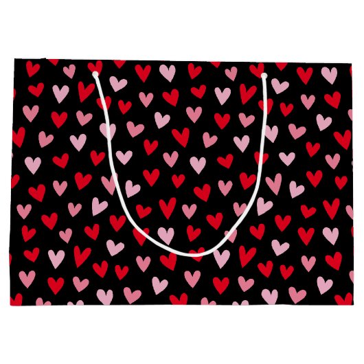 Cute Love Hearts roze Red Black Valentijns Groot Cadeauzakje (Achterkant)