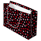 Cute Love Hearts roze Red Black Valentijns Groot Cadeauzakje (Voorkant Gekanteld)