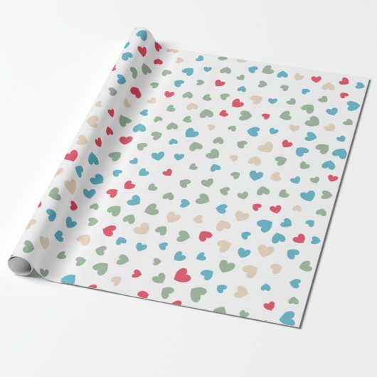 Cute Love Hearts Valentijnsdag Cadeaupapier (Uitgerold)