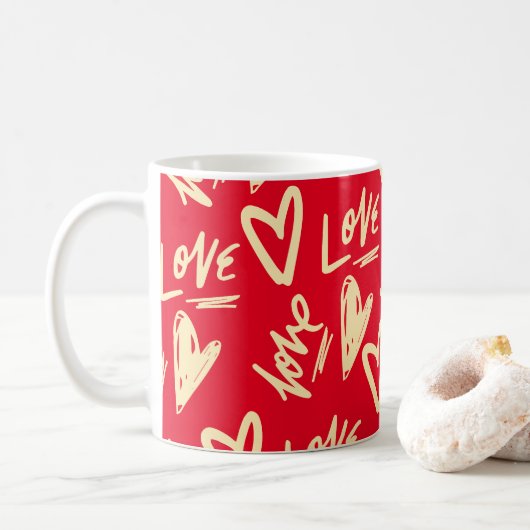 Cute Love Hearts Valentijnsdag Koffiemok (Met donut)