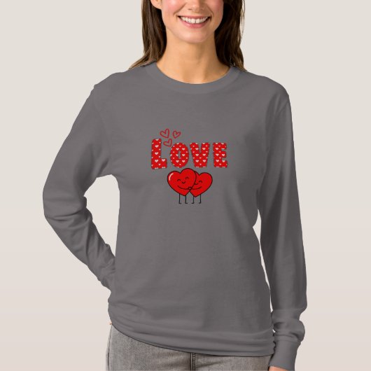 Cute Love Hearts Valentine Design T-shirt (Voorkant)