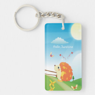 Cute Love Hedegel met Butterfly Sunny Day Sleutelhanger