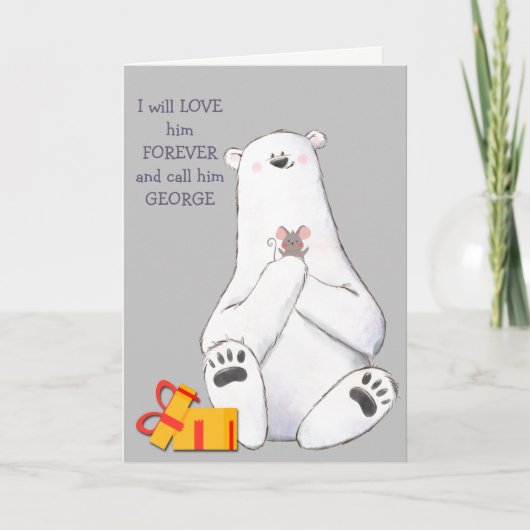 Cute Love Him Forever Polar Beer Kerstmis Feestdagen Kaart (Voorkant)