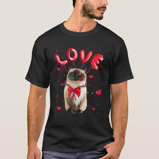 Cute Love Himalayan Cat Valentijn Pet Cat Lover T-shirt (Voorkant)