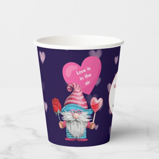 Cute Love is in Air Gnome Paper Cups Papieren Bekers (Voorkant)