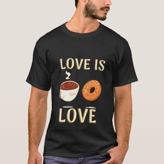 Cute Love is Love Coffee and Donudie Foodie Pul T-shirt (Voorkant)