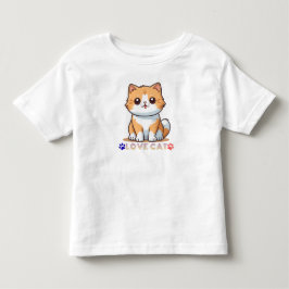 Cute Love Kat Cartoon – Kawaii Kitty met Poot Prin Kinder Shirts