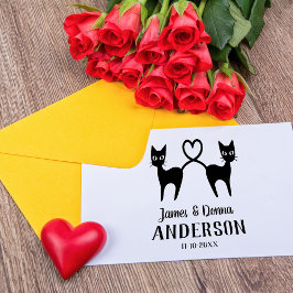 Cute Love Katten Met Hart Persoonlijke Trouwdag Rubberstempel