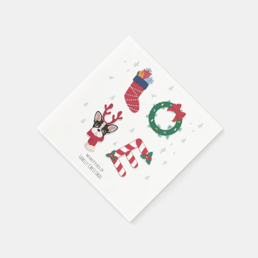 Cute Love kerstfeestay Puppy Family Paper Servet (Hoek)