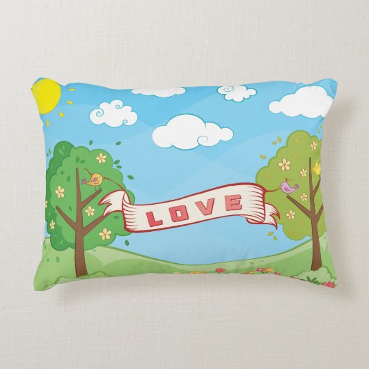 Cute Love Kindness Trewers Flowers Birds Kind Name Accent Kussen (Voorkant)