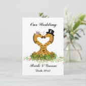 Cute Love Kiss Giraffes Heart Wedding Invitation Kaart (Staand voorkant)