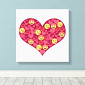 Cute Love Kiss Lips Emoji Heart Canvas Afdruk (Insitu (Houten vloer))