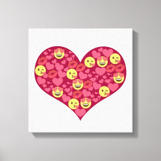 Cute Love Kiss Lips Emoji Heart Canvas Afdruk (Voorkant)