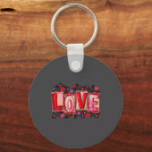 Cute Love Lettering Leopard Day Pink Valentine s Sleutelhanger (Voorkant)