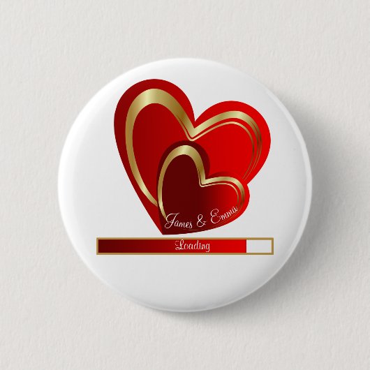 Cute Love Loading Red Hearts Personalized Weddensc Ronde Button 5,7 Cm (Voorkant)
