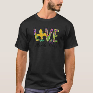 Cute Love Mardi Gras Fleur De Lis Mask Festival Pa T-shirt