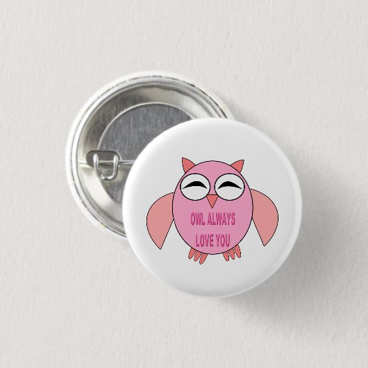 Cute Love Message Owl Button (Voorkant /achterkant)