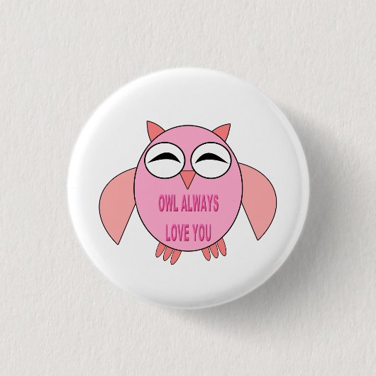 Cute Love Message Owl Button (Voorkant)