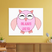 Cute Love Message Owl Canvas Print (Insitu (Woonkamer))
