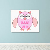 Cute Love Message Owl Canvas Print (Insitu (Houten vloer))