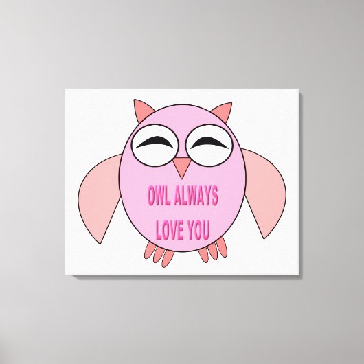 Cute Love Message Owl Canvas Print (Voorkant)