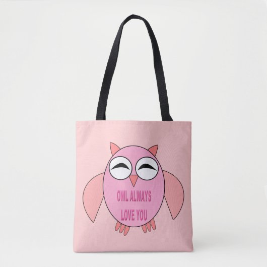 Cute Love Message Owl Canvas tas (Voorkant)