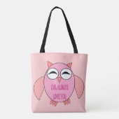Cute Love Message Owl Canvas tas (Achterkant)