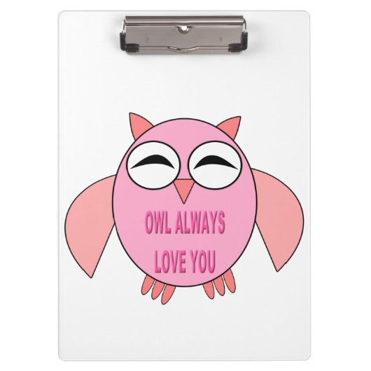 Cute Love Message Owl Cliboard Klembord (Voorkant)