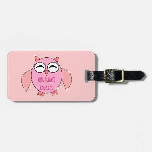 Cute Love Message Owl Custom Bagagelabel (Voorkant horizontaal)