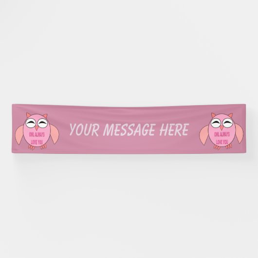 Cute Love Message Owl Custom Banner (Horizontaal)