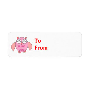 Cute Love Message Owl Custom Cadeau Labels
