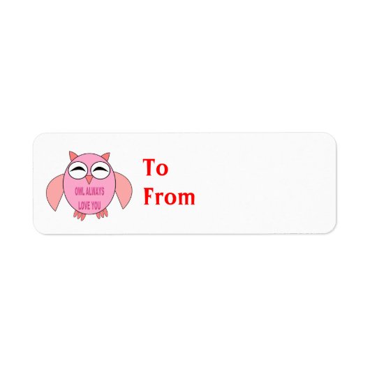 Cute Love Message Owl Custom Cadeau Labels (Voorkant)