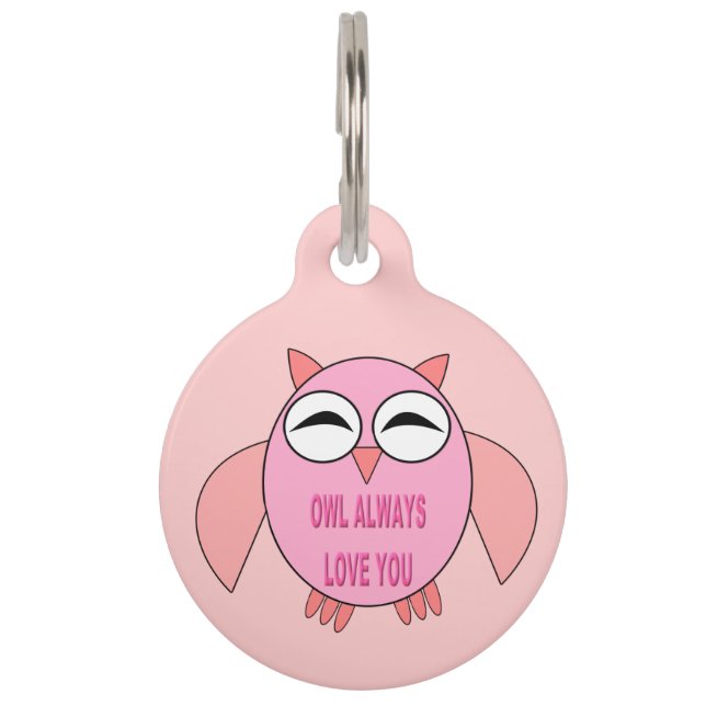 Cute Love Message Owl Custom Dog Label Huisdierpenning (Voorkant)