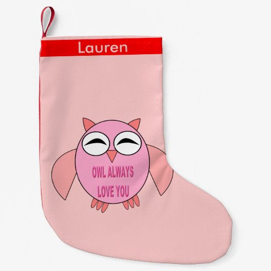 Cute Love Message Owl Custom Kerststop Kleine Kerstsok (Voorkant)