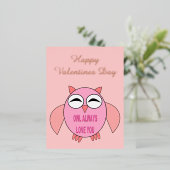 Cute Love Message Owl Custom Valentijnsdag Folie Feestdagen Briefkaart (Staand Voorkant)