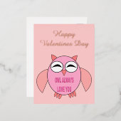 Cute Love Message Owl Custom Valentijnsdag Folie Feestdagen Briefkaart (Voorkant / Achterkant)