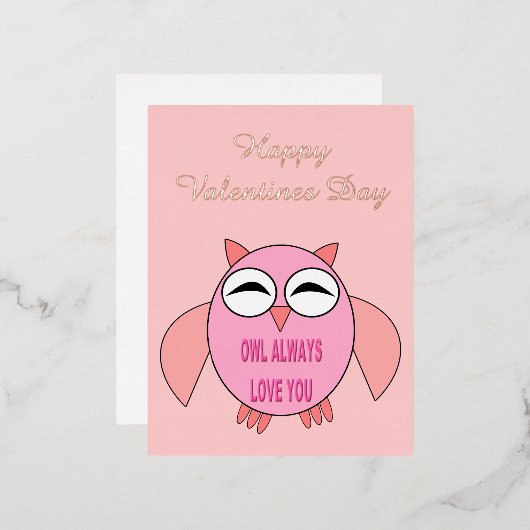 Cute Love Message Owl Custom Valentijnsdag Folie Feestdagen Briefkaart (Voorkant / Achterkant)