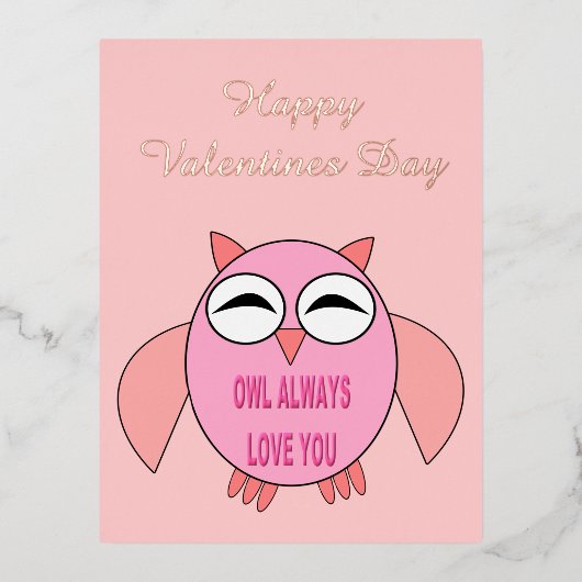 Cute Love Message Owl Custom Valentijnsdag Folie Feestdagen Briefkaart (Voorkant)