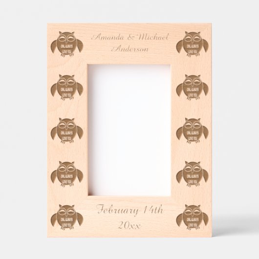 Cute Love Message Owl Custom Valentijnsdag Gegraveerde Lijstjes (Voorkant)