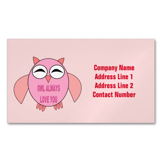 Cute Love Message Owl Custom Visitekaartje Magneet (Voorkant)