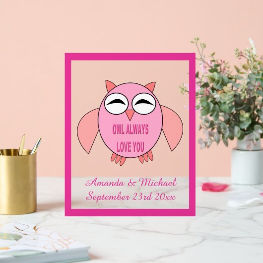Cute Love Message Owl Custom Wedding Acryl Bord (Huwelijk)