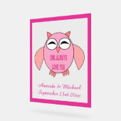 Cute Love Message Owl Custom Wedding Acryl Bord (Hoek)